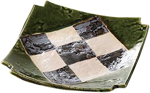 Set of 5 Oribe Rust Checkered Square Cut Plates, 7.5 x 7.3 x 1.1 inches (19 x 18.6 x 2.7 cm), 16.5 oz (470 g), Appetizer Plate, Restaurant, Ryokan, Japanese Tableware, Restaurant, Commercial Use