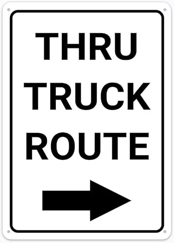 Xewazd A136 8"X12" Rustic Metal Sign - Thru Truck Route (Right Arrow) | Home Cafe Bar Kitchen Outdoor Wall Decor
