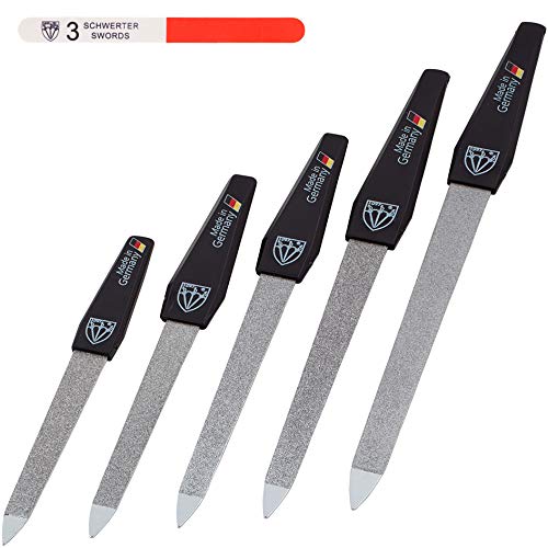 Foto von DREI SCHWERTER 5 Stück Nagelfeilen Saphirnagelfeilen Set Made in Germany und 1 Nagelpolierer