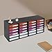 Literature Organizer, Paper Storage Cabinet, Literature Sorter with 24 Slots Compartments, Desktop Bill Paper Organizer, Classroom Mailbox for Office Home School (6 Rows and 4 Columns Black)