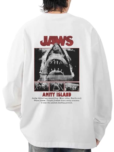[�~���n��] T�V���c �����Y ���f�B�[�X T�V���c Jaws �W���[�Y ���� ��100% �e�B�[�V���c T-Shirts �g�b�v�X �ۋ� �t�H�� white M