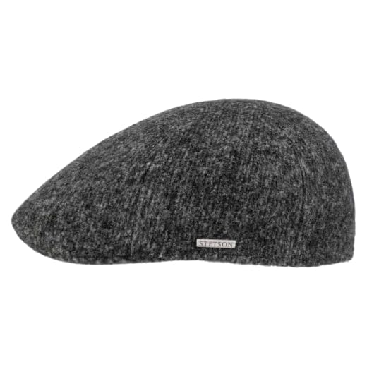 Stetson Texas Eskridge Jersey Flatcap Cap Melange Wool Blend Oversize Made in EU Unisex Autumn Winter Grey XXL (62-63 cm)