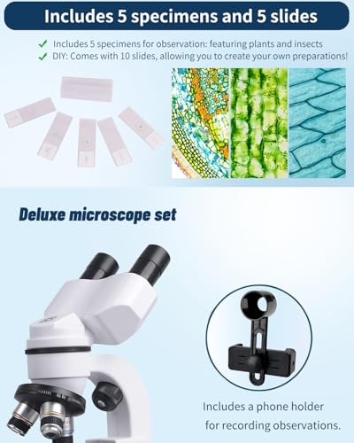 Image of Compound Microscope ，40X-3200X Research Class, Microscope Kit LED Light, Carrying Box ，monocular Microscopes for Students Beginner
