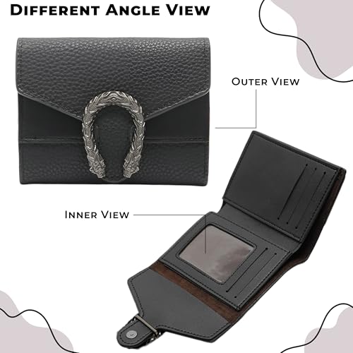 Image of Kraptick Women's Wallet -Stylish and Compact Purse Clutch Wallet for Women, Stylish Card Coin Holder, Debit Card Holder, Money Organizer and Travel Wallet for Women with 8 Slots (Black)