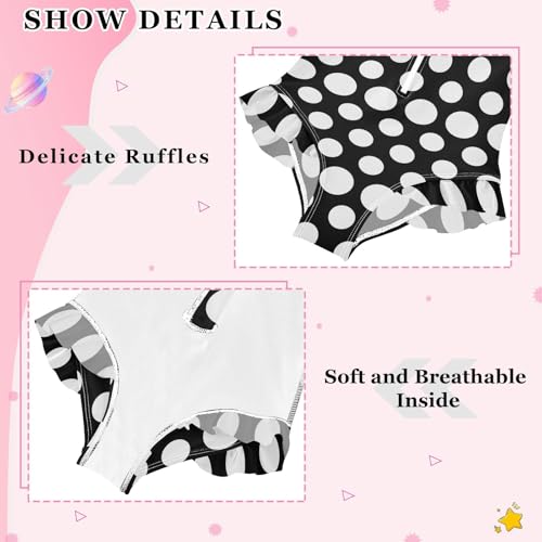 Girls One Piece Swimsuits Long Sleeve Swimsuit Zipper Bathing Suits Black White Polka Dots4