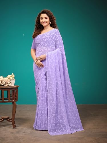 Image of Garden Vareli Viscose Brasso Floral Print Saree