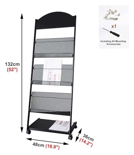 Support de stockage de documents en métal avec roulettes pour salon - 2