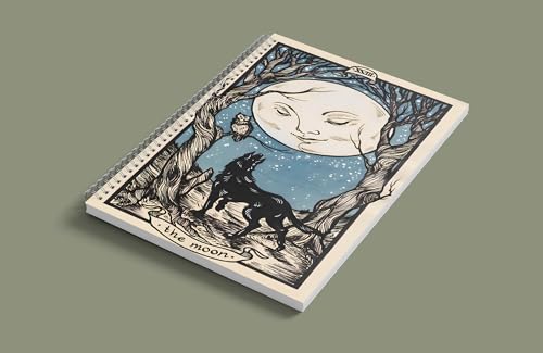 Image of zenithink Night Moon Wiro Journal Notebook | 80 gsm Paper With 350GSM Hard Cover | Unruled | Pages - 160 | A5 Size | Wiro Binding | Versatile for School, Home & Office