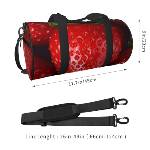 Red Strawberry Duffle Bag for Men Women - Carry on Overnight Bag Travel Duffel Tote Bags Yoga Gym Bags Waterproof Weekender Bag Large Luggage Bag with Adjustable Strap3