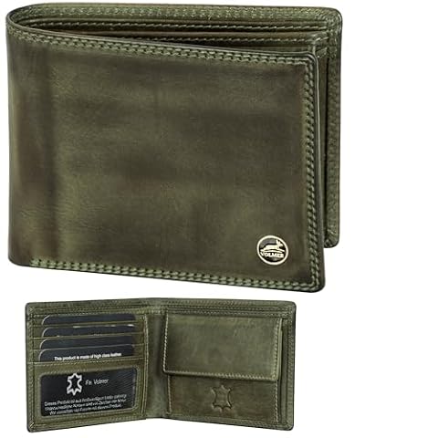 Fa.Volmer Skórzany portfel męski z ochroną RFID – bardzo stabilny, podwójny szew, schlanke Brieftasche, Klasyczny