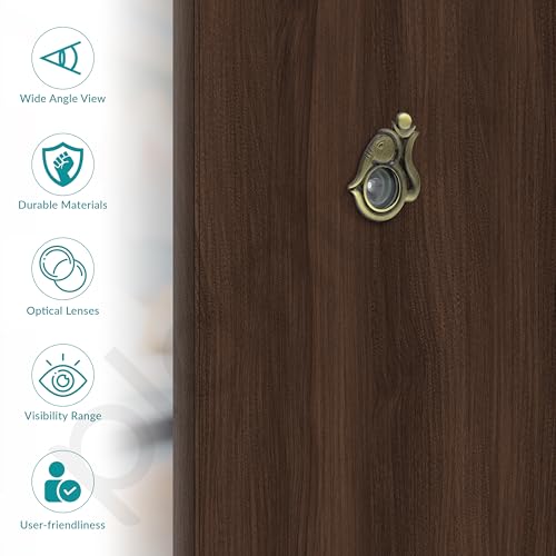 Image of Plantex Solid Brass Door Eye /Door Lens /Door Eye Viewer /Eye Hole for Main Door /180 Degree Ultra Clear Door Viewer for Safe and Secure Home /Office /Hotel - Pack of 1 (Brass Antique)