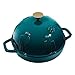 Flavehc Bread Oven Cast Iron Bread Dutch Oven with Cloche Lid for Bread Baking Darkcyan Enameled Cast Iron Bread Oven with Dome Lid for Sourdough, 9.8 Inches