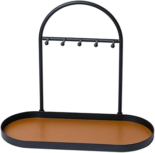 アクセサリー整理ラック、卓上型、アイアン製、金属フレーム、レザーパッド、仕切り付き、鍵・小物・アクセサリー収納、家庭用、玄関・寝室に最適 (A,30*13*25.5CM)