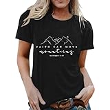 Camiseta para mujer 'Faith Can Move Mountains' – Camiseta cristiana con diseño de montaña y versículo de la Biblia | Camiseta inspiradora con declaración de fe, Style_t01 Negro, XXL