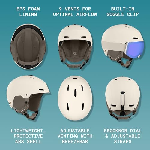 Image of Retrospec Zephyr Ski Helmet - Snowboard Helmet for Adults & Youth with Adjustable Fit, 9 Breathable Vents, Removable Washable Earmuffs - Snow Sports Helmet for Men & Women