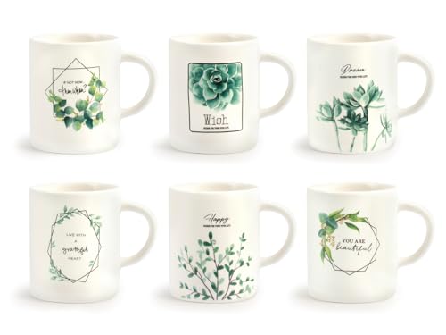 Botanic Set 6 Tazze caffe New Bone China Decoro Assortito cc90