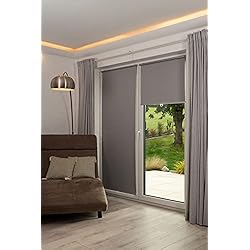 Persianas Chinas Enrollables K-Home Persiana Enrollable Opaca, Color Gris, 50 x 200 cm (Ancho x Largo)