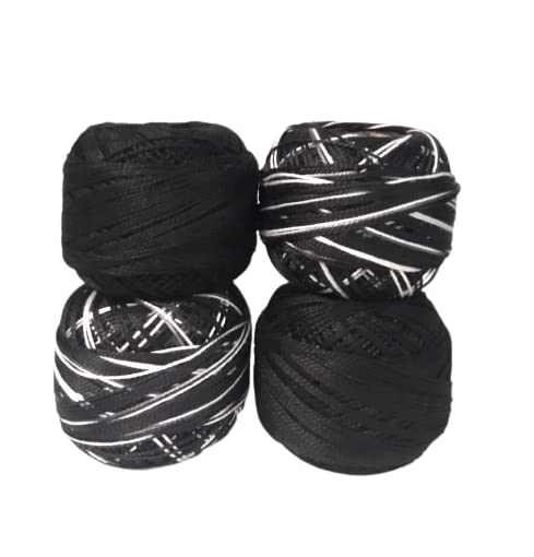 Anchor Embroidery Pearl Cotton No.8 (85 Meters Each) Solid and Variegated Colors by GMD | Black Variegated and Solid