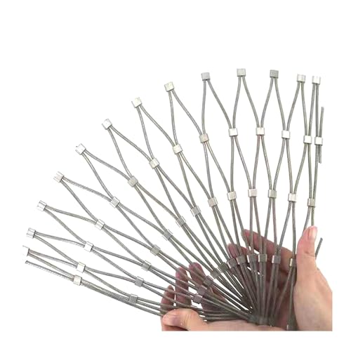 HBOOMOEM 304ステンレススチールロープメッシュ、柔軟なケーブルワイヤーロープX型メッシュ、のバルコニー階段ワイヤーロープ保護ネット、庭のフェンス、サッカー場、動物園、バルコニーに適しており、強くて耐久性があります。(1*2m/3.2*6.5ft)