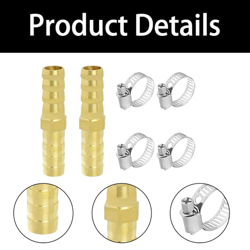 2 Stück Schlauchverbinder 8mm,Messing Gas Schlauch Verbinder für Gasschlauch Kraftstoffleitung Wasserschlauch,Benzinschlauch Adapter Verbindungsstück Widerhaken Kupplung Hose Connector Anschluss Set