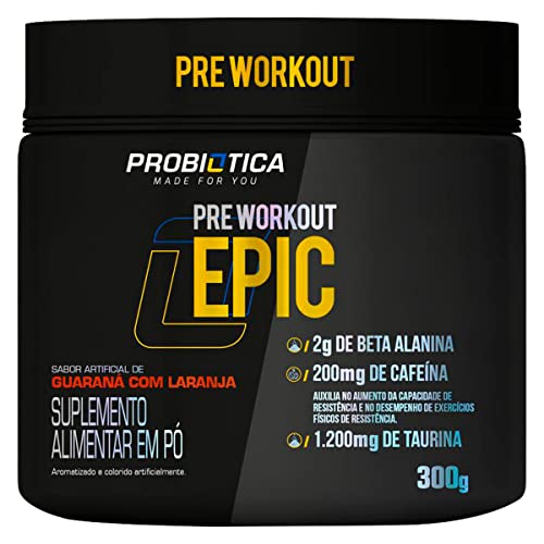 Pré Treino Epic - 300g - Guaraná com Laranja - Probiótica