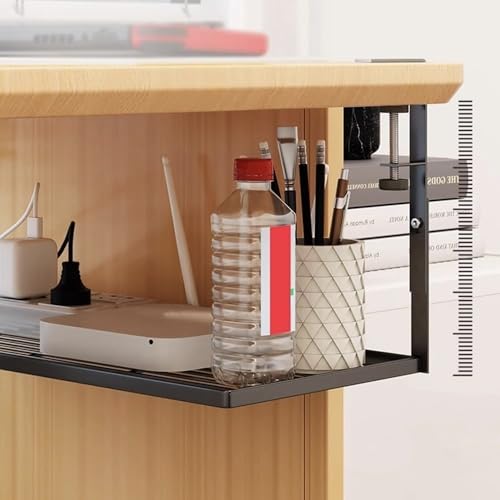 20'' Large Size Under Desk Cable Management Tray No Drill, Large Capacity Desk Wire Organizer Rack, Sturdy Metal Under Desk Cord Management with Clamp for Offices and Home - Image 4