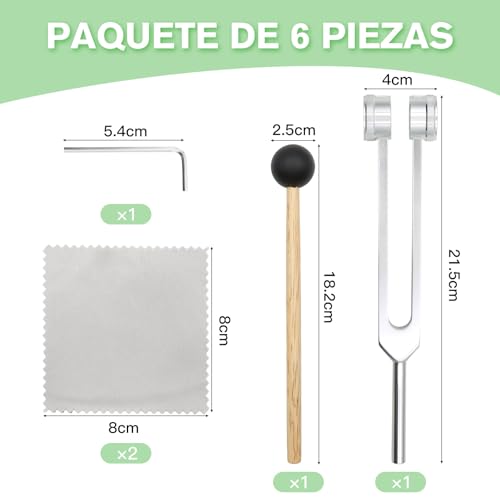 Miniatura 2 de Kasure Juego De Diapasón, Diapasón 128hz, Diapasón Terapéutico, Diapasón Musical Con Martillo De Silicona Y Herramienta De Reparación