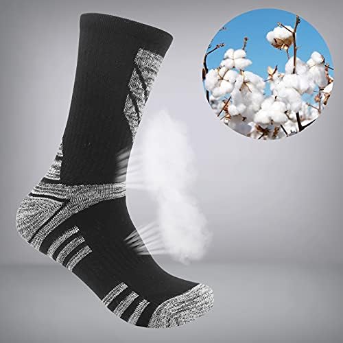 Mens Thermal Anti Blister Walking Hiking Work Socks Black Thick Cushioned Winter Warm Sports Cotton Socks for Men Size 9-12 uk Heavy Duty Wicking Trekking Camping Support Athletic Crew Socks 5 Pairs