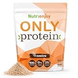 Proteína Whey Pura 100% Concentrada | 800g | Para Ganar Masa Muscular | En Polvo, Sin Sabor, Sin Aromas y Sin Aditivos | 12,3g de Proteína por Toma | 100% Natural | Bajo en Azúcar - Nutrienjoy