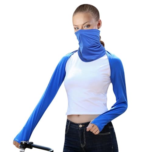 Polaina feminina refrescante para pescoço e braço com orifício para o dedo e conjunto, protetor sola