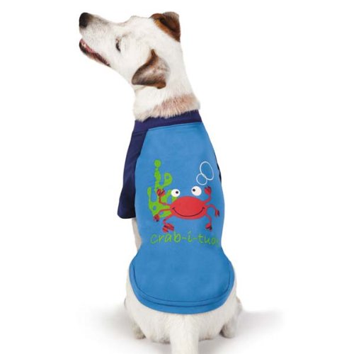 T-Shirt Crabe Bleu Zack & Zoey pour chien, Taille S avec protection anti-UV