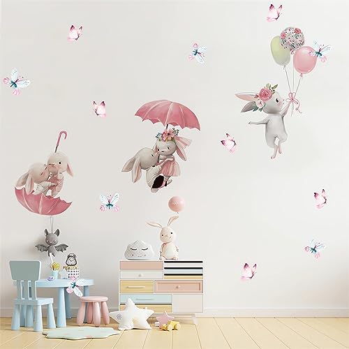 Vinilo decorativo de conejo rosa sacinora para pared miniatura 2