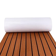 Boat Flooring Anti-Skid Mat, 95 * 24inch Eva Foam Decking Faux Teak Marine Mat Boat Carpet Sheet Non-Slip Self-Adhesive Flooring with Grinding Surface for Boats Deckings Kayak Decking