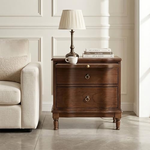 HULALA HOME Solid Wood Storage End Table with Hidden...