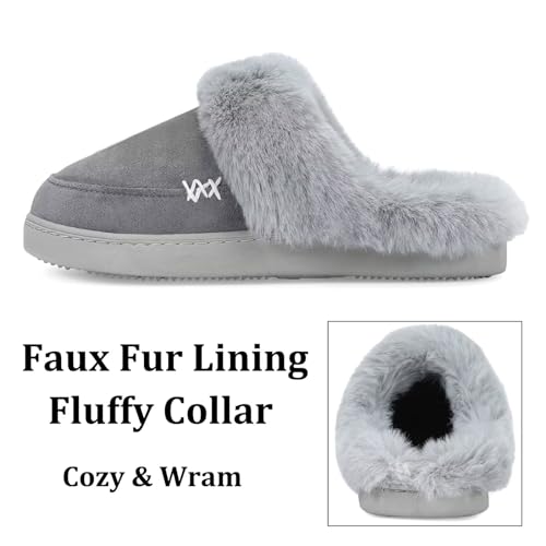 ninecifun women39s and men39s memory foam house slippers faux fur lined indoor fuzzy slippers with no-slip sole slip on suede home shoes warm winter gift for women amp men