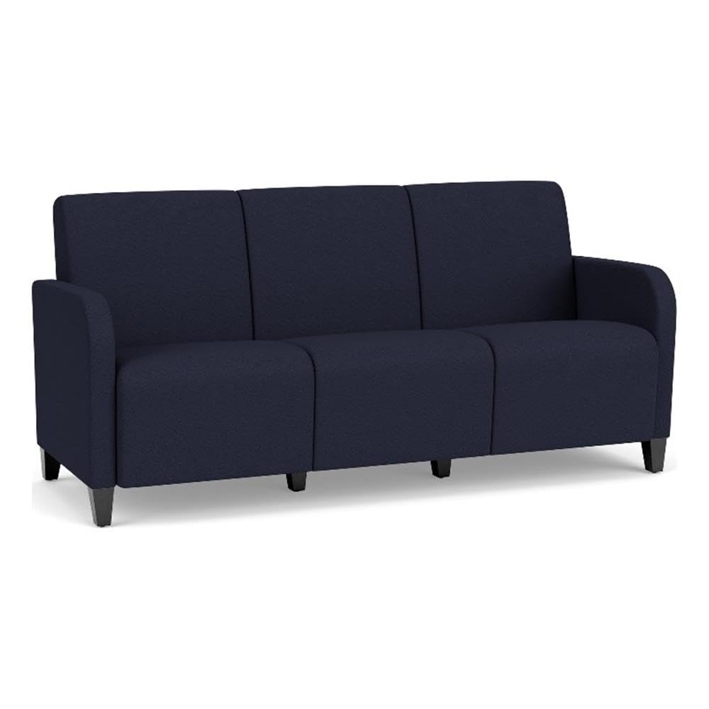 Siena 3-Seat Lounge Reception Tandem Seating/Black Steel Legs/Navy Blue