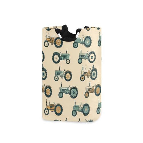 Jihqo Laundry Hamper Basket Vintage Tractors Collapsible Nursery Storage Bin Waterproof Clothing Baskets for Home Bedroom Bathroom Washing Room