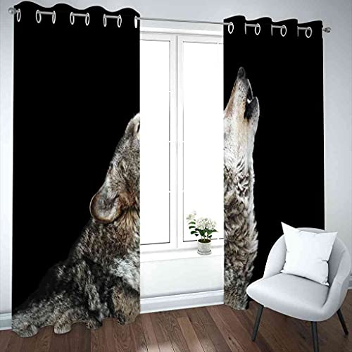 Rideau occultant isolant 100% polyester 3D loup oeillets 140x160 cm - 4