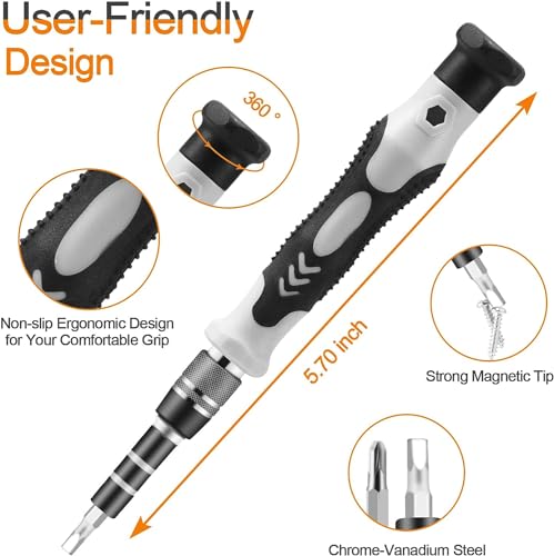 RECTITUDE New Upgraded Precision Screwdriver Set, Professional Grade 115 in 1 Magnetic Repair Tool Kit for Electronics, iPhone, Laptop, PC, Game Mobiles, Watch, Eyeglasses, and DIY Projects, Black
