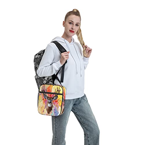 Rciokov Funny Deer Portable Lunch Bag Reusable Insulated Totes Lunch Box Thermal Cooler For Work Office Beach Picnic Camping #TOP6