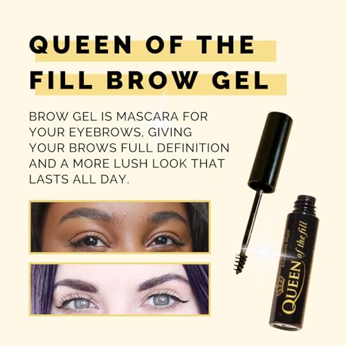 Image of Elizabeth Mott Queen of the Fill Tinted Eyebrow Gel - Black, 4g | Brow Filler for Fuller Looking Brows, Covers Grays, Water-Resistant, Smudge-Proof, Cruelty-Free, Black Shade