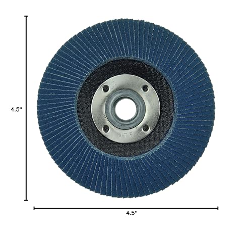 Image of Weiler 50699 4-1 /2 inch Tiger Disc Abrasive Flap Disc, Flat (TY27), Phenolic Backing, 120Z, 5 /8 inch-11 UNC Nut (Pack of 10)
