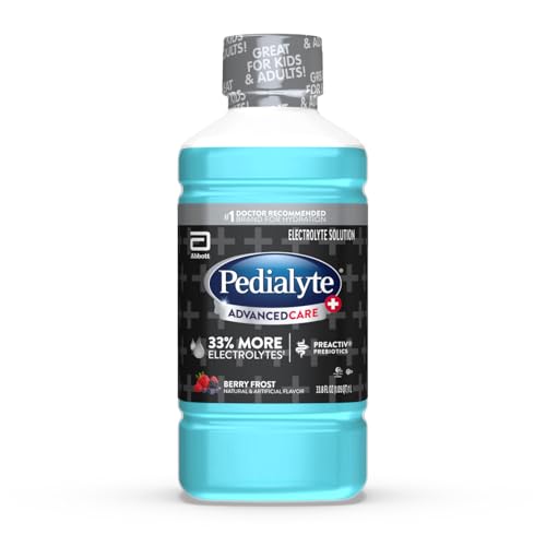 Image of Pedialyte AdvancedCare Plus Electrolyte Hydration Drink, Has 33% More Electrolytes and Has PreActiv Prebiotics, Berry Frost, 1 Liter