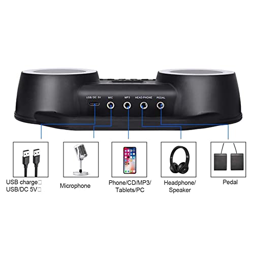 Ebtools Electronic Drum Kit, Portable Usb Electric Drum Set With Double Speaker, Built In Bluetooth Connection, With Three Color Lighting Effect #TOP4