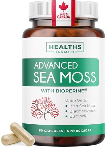 Irish Sea Moss Capsules | 1400MG Complex with Bladderwrack, Burdock Root & Black Pepper for Enhanced Absorption | Powerful Antioxidants for Immunity, Thyroid & Metabolism Support | Vegan, Non-GMO 60ct