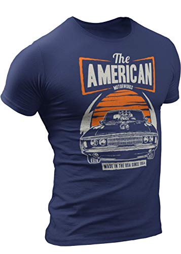 D R DETROIT REBELSAmerican Muscle Car T-Shirt - Mens Shirt Dodge Motor Challenger 1964 - Detroit Muscle