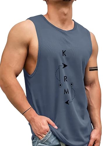 Image of AUSK Men Vest || Gym Tshirt for Men || Karma Printed Sleeveless Regular Fit T Shirt for Mens