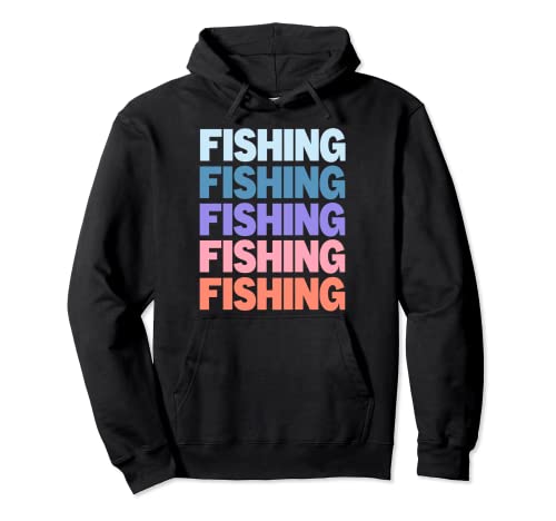 Funny Modern Repetitive Text Design Fishing Angler Fisher Felpa con Cappuccio