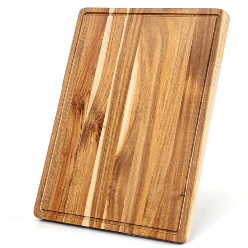 Garvee Extra Large Cutting Board for Kitchen, 24 in x 18 in Acacia Wood Thick Chooping Board with Deep Juice Groove, Large Butcher Block for Meat Frui