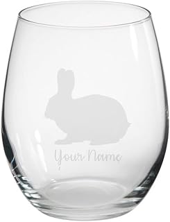 Personalised Bunny Rabbit Engraved Stemless Tumbler Glass, Gift for Women, Gift for Men, Bunny Rabbit Gift